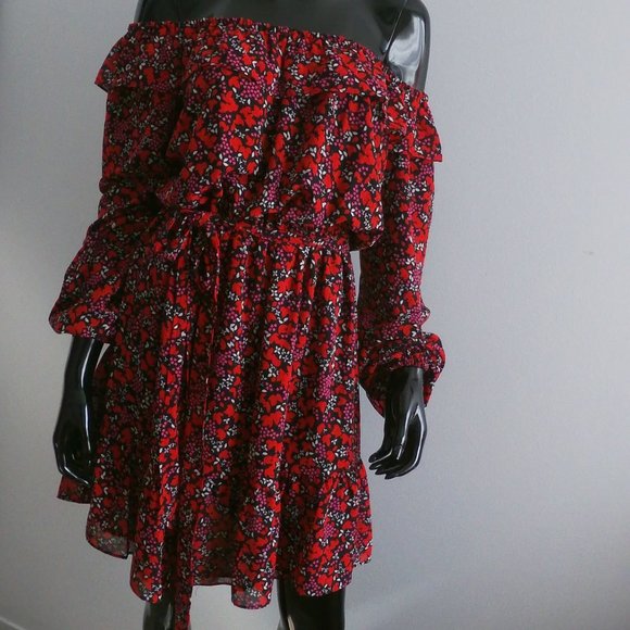 Michael Kors Off-The-Shoulder Floral Mini Dress Size S/M   (M) - Picture 6 of 6